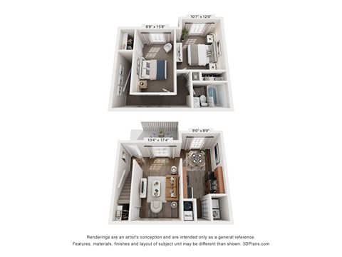 Floor plan for 2 beds, 1 bath, 900 sqft